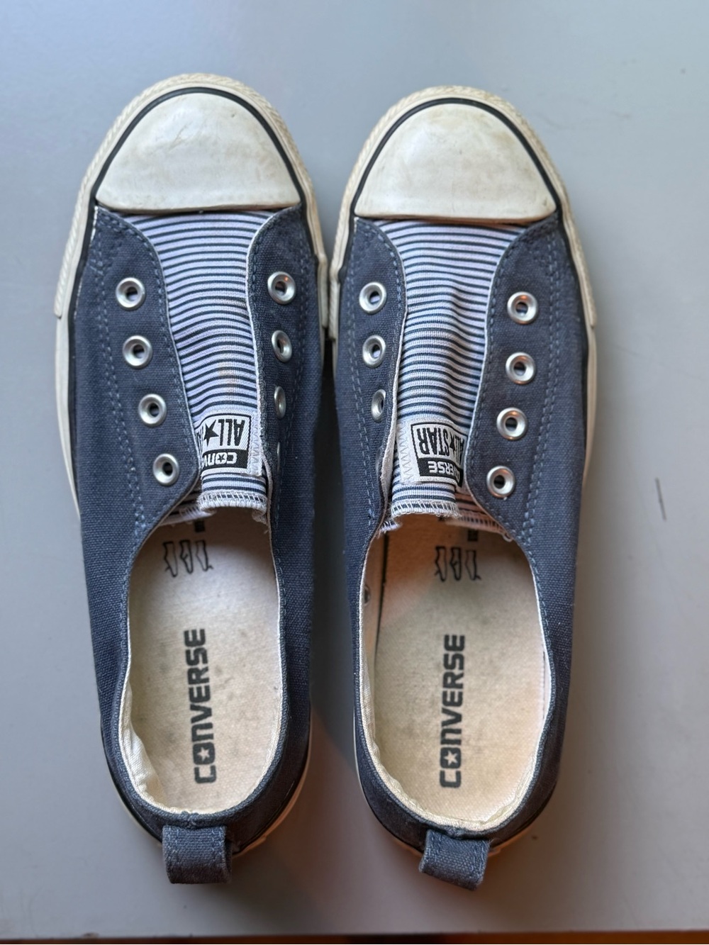 Converse Kids Slip-On Sneakers in Navy Blue and White